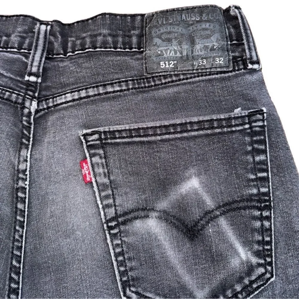 Levi's Men's Washed Black Slim Fit Denim Jeans - Size 33x32